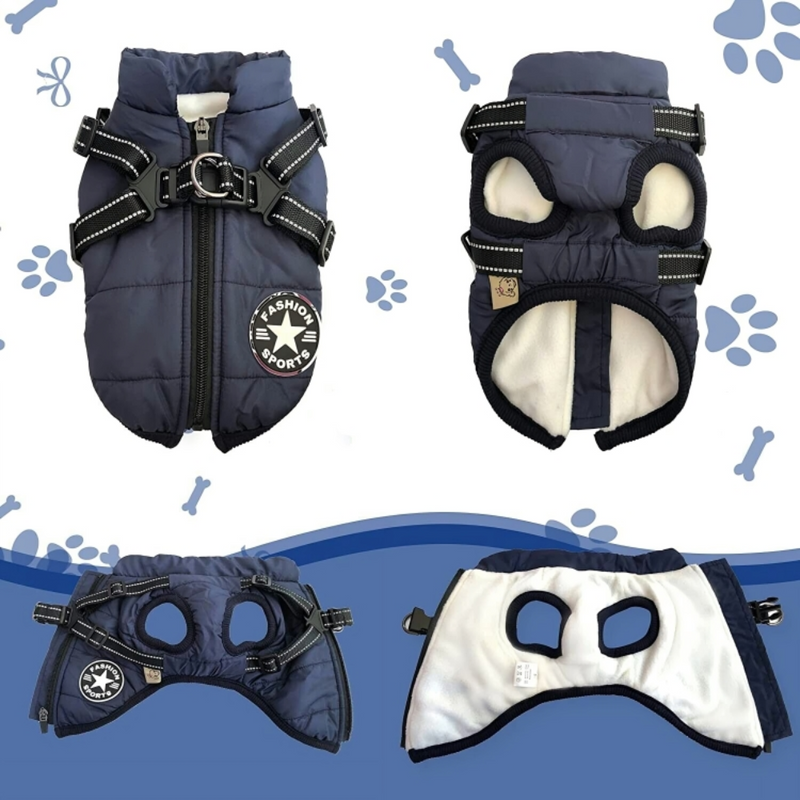 Waterproof Dog Jacket (With Built In Harness)