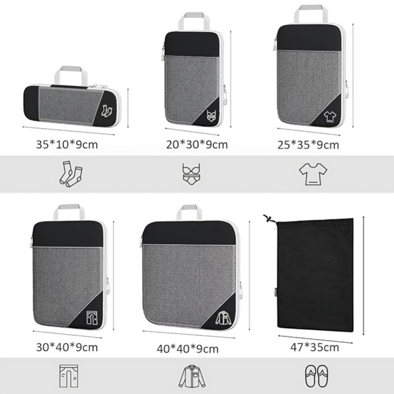 Compression Travel Cubes (6 Pcs) Pack Up To 60% More!